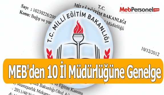 MEB'den 10 İl Müdürlüğüne Genelge