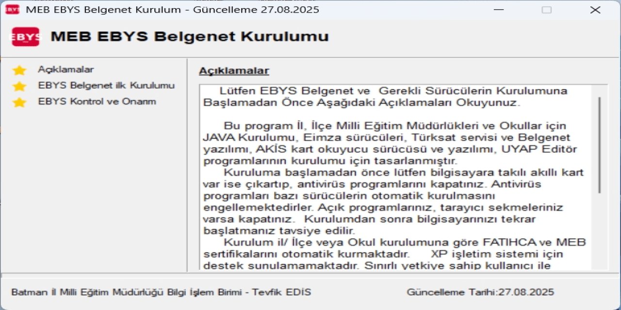 Belgenet-EBYS Katılımsız E-İmza Servisi Kurulum Programı (Görsel Anlatım)