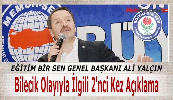 Ali YALÇIN'dan Bilecik Olayıyla İlgili 2'nci Kez Açıklama