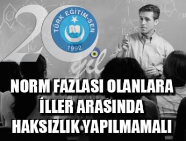 NORM FAZLASI OLANLARA İLLER ARASINDA HAKSIZLIK YAPILMAMALI...