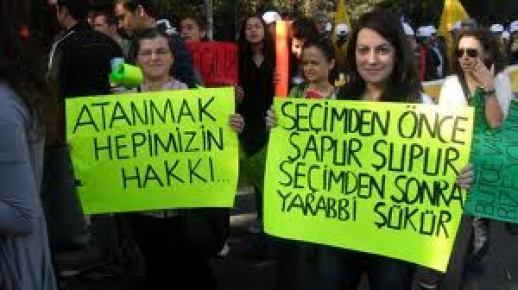 Atama bekleyen öğretmenler miting düzenledi...