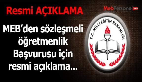MEB'den Sözleşmeli Öğretmenlik Başvurularına İlişkin Açıklama