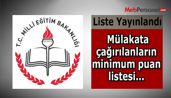 Sözleşmeli Öğretmenlikte Mülakata Çağırılanların Minimum Puanları