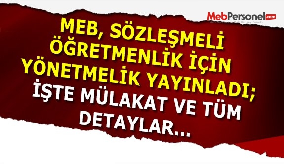 Sözleşmeli Öğretmen İstihdamına İlişkin Yönetmelik