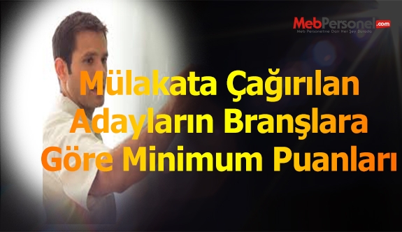 Branş Bazında Mülakata Çağırılma Minimum Puanları