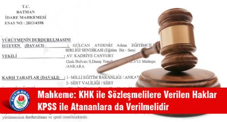 Mahkeme: KHK ile Sözleşmelilere Verilen Haklar KPSS ile Atananlara da Verilmelidir