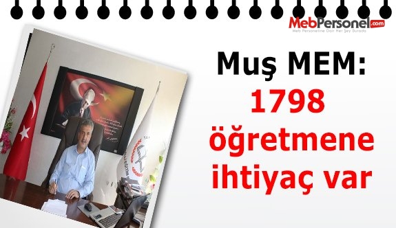 Muş'ta bin 798 öğretmen açığı bulunuyor