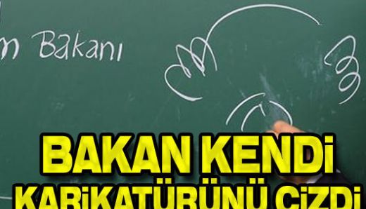 Bakan kendi karikatürünü çizdi