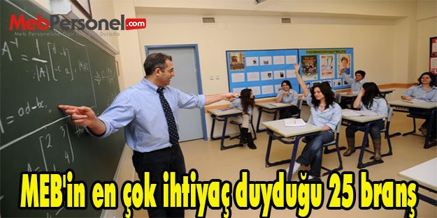 MEB'in en çok ihtiyaç duyduğu 25 branş