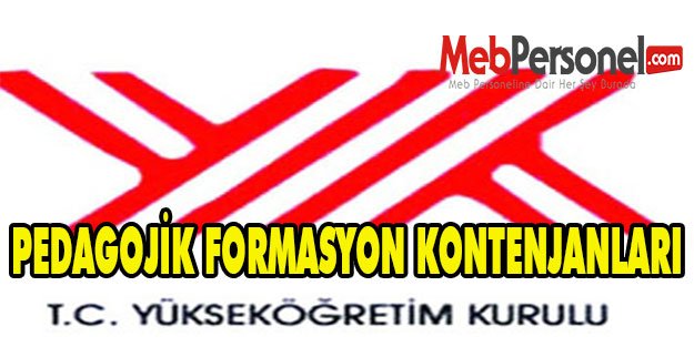 PEDAGOJİK FORMASYON KONTENJANLARI