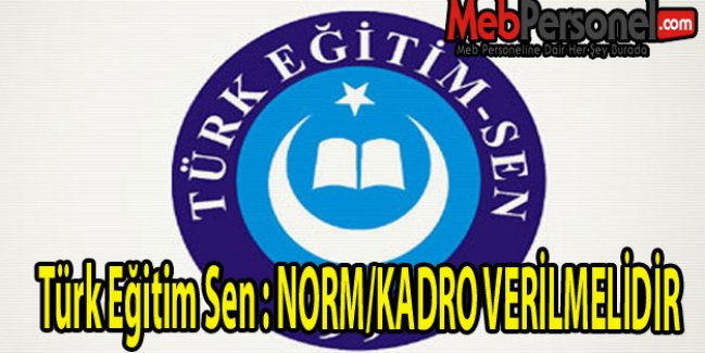 Türk Eğitim Sen : NORM/KADRO VERİLMELİDİR