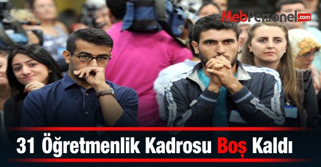 31 Öğretmenlik Kadrosu Boş Kaldı