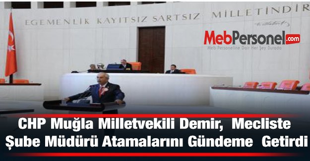 CHP Muğla Milletvekili Demir,  Mecliste Şube Müdürü Atamalarını Gündeme  Getirdi