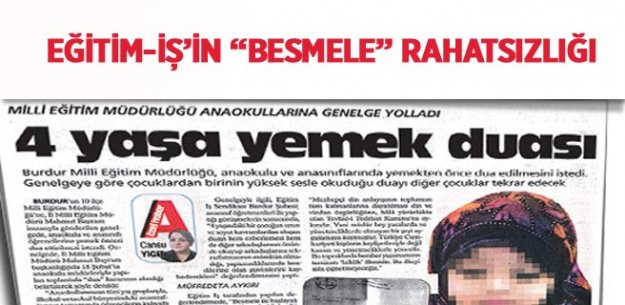 Eğitim-İş’in 'Besmele' Rahatsızlığı