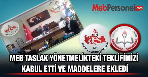AES ;MEB Taslak Yönetmelikteki Teklifimizi Kabul Etti ve Maddelere Ekledi