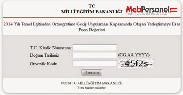 2015 TEOG Sınav Sonuçları Açıklama Sayfası