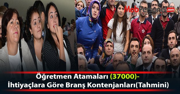 Öğretmen Atamaları (37000)- İhtiyaçlara Göre Branş Kontenjanları (Tahmini)