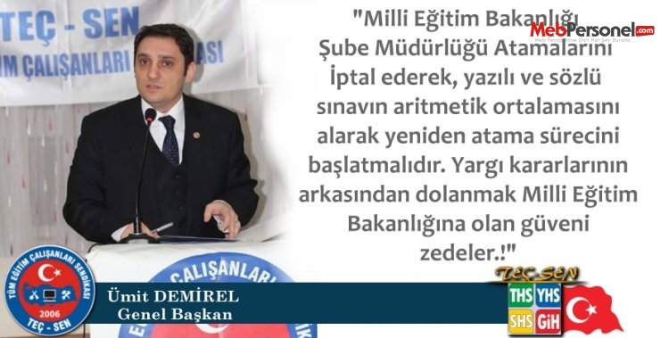 Şube Müdürlüğü Atamaları İptal Edilmeli