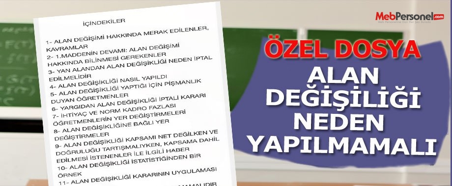 Alan Değişikliği Neden Yapılmamalıdır?