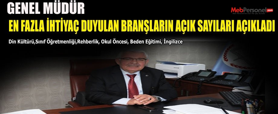 Genel Müdür, En Fazla İhtiyaç Duyulan Branşların İhtiyaç Sayılarını Açıkladı.