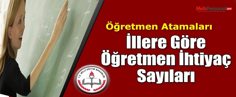İllere Göre Öğretmen İhtiyaç Sayıları