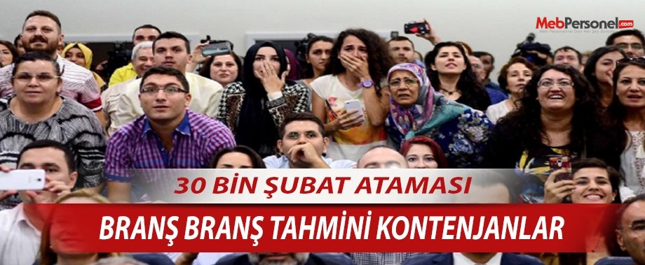 Öğretmen Atamaları Kadroları -30 Bin Şubat Ataması Tahmini Branş Kadroları