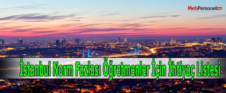 İstanbul Norm Fazlası Öğretmenler İçin İhtiyaç Listesi