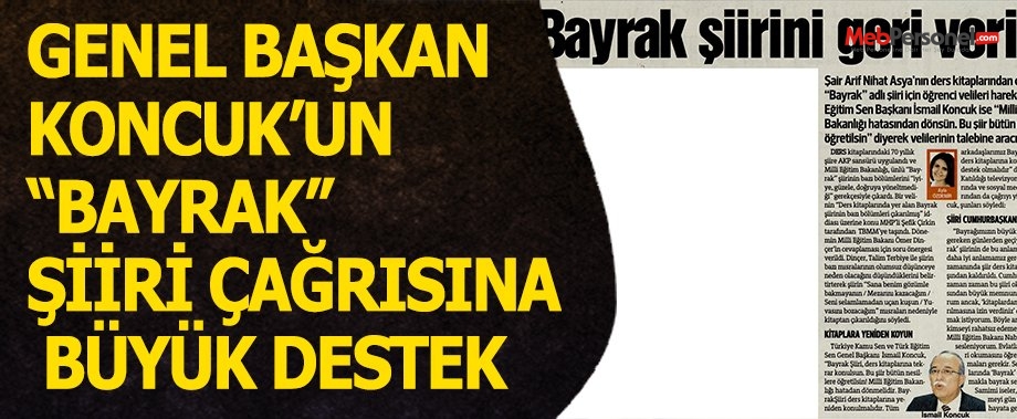 GENEL BAŞKAN KONCUK’UN “BAYRAK” ŞİİRİ ÇAĞRISINA BÜYÜK DESTEK