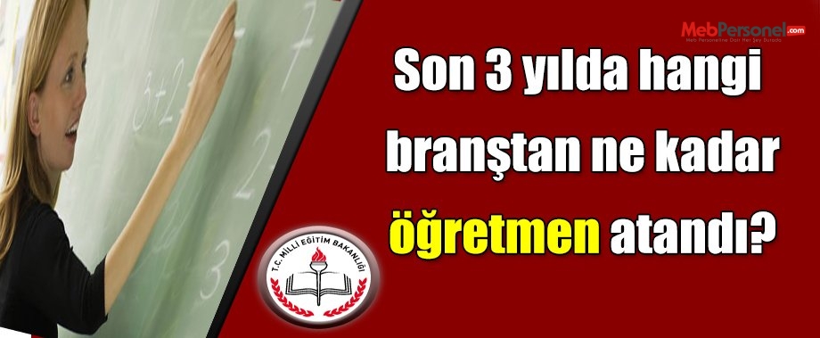 Son 3 Yılda Hangi Branştan Ne Kadar Atama Yapıldı?