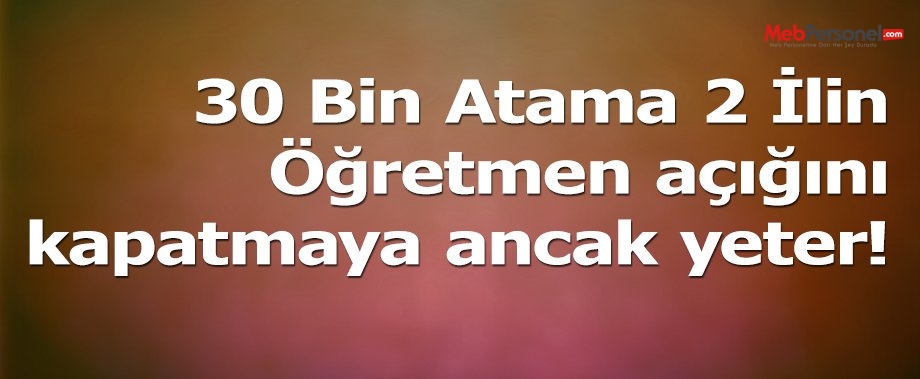 Şubatta Yapılacak 30 Bin Atama 2 İlin Öğretmen Açığını Kapatmaya Ancak Yeter!