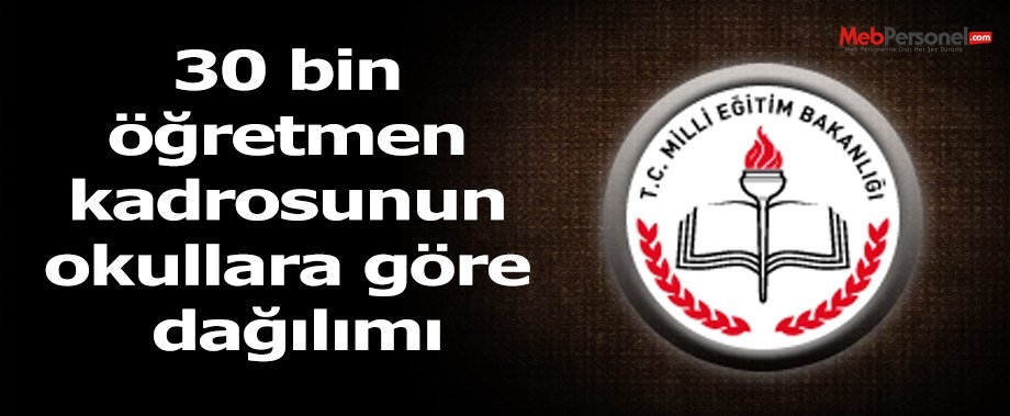 30 bin öğretmen kadrosunun okullara göre dağılımı