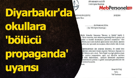 Diyarbakır'da okullara 'bölücü propaganda' uyarısı