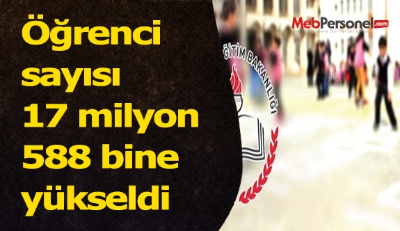 Öğrenci sayısı 17 milyon 588 bine yükseldi