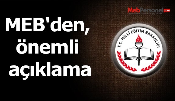 MEB'den, önemli açıklama