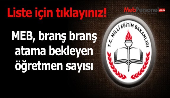 Atama Bekleyen öğretmenlerin branşlara göre durumu