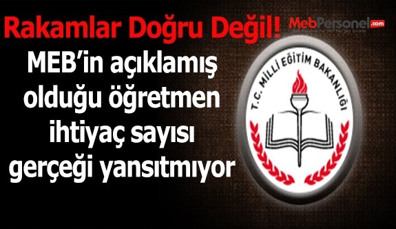 MEB'in Öğretmen İhtiyacı 62 Bin Değildir
