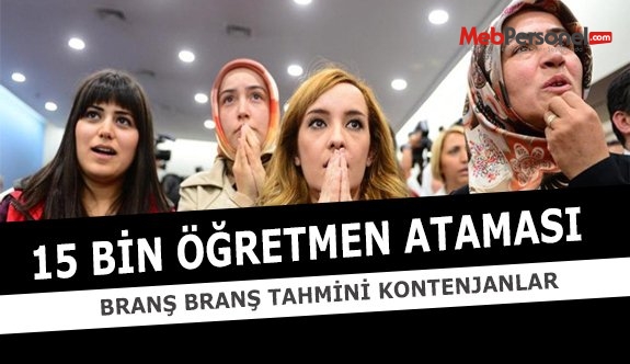 2016 Eylül 15 Bin Öğretmen Atamaları - Tahmini Branş Kontenjanları