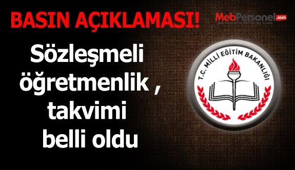 Sözleşmeli öğretmenlik takvimi belli oldu