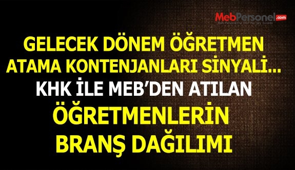 İhraç Edilen Öğretmenlerin Branşlara Göre Dağılımı