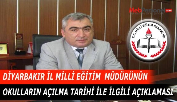 Diyarbakır'da Okulların Açılma  Tarihi İle İlgili Açıklama Geldi.