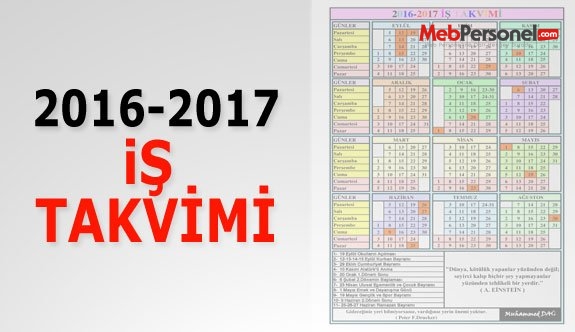 2016-2017 Eğitim Öğretim  Yılı  İş Takvimi