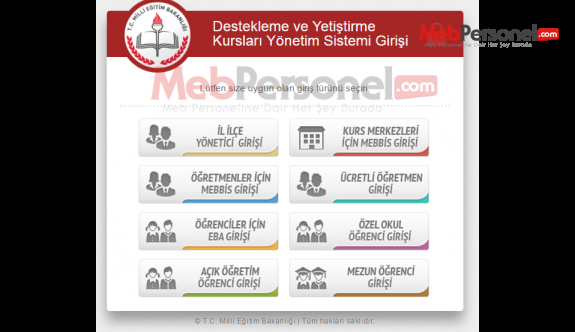 Eba e-kurs öğrenci başvuru ekranı (Destekleme ve yetiştirme kursları MEB)