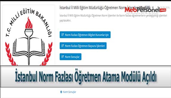 İstanbul Norm Fazlası Öğretmen Atama Modülü Açıldı