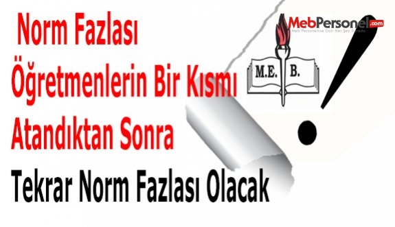 Norm Fazlası Öğretmenlerin Bir Kısmı Atandıktan Sonra Tekrar Norm Fazlası Olacak