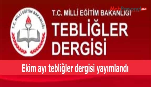 Ekim ayı tebliğler dergisi yayımlandı