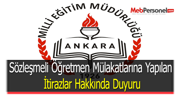 Sözleşmeli Öğretmen Mülakatlarına Yapılan İtirazlar Hakkında Duyuru