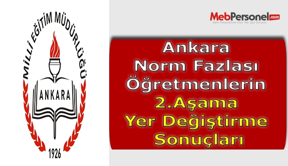 Ankara Norm Fazlası Öğretmenlerin 2.Aşama Yer Değiştirme Sonuçları