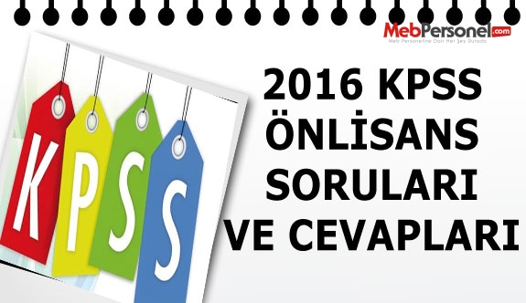 KPSS Önlisans Soru Ve Cevapları ( 16 Ekim 2016)