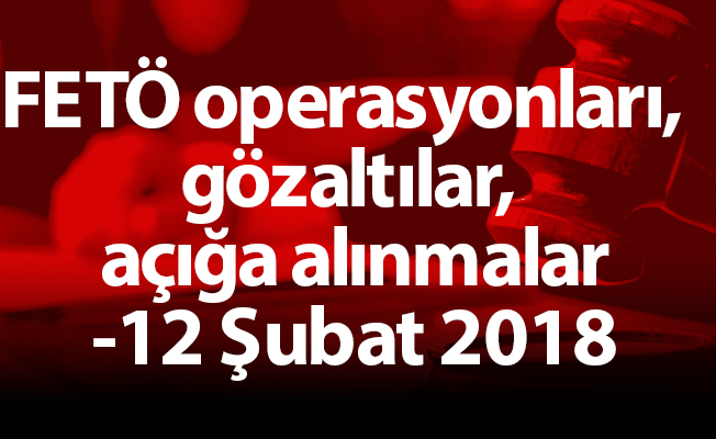 FETÖ operasyonları, gözaltılar, açığa alınmalar -12 Şubat 2018