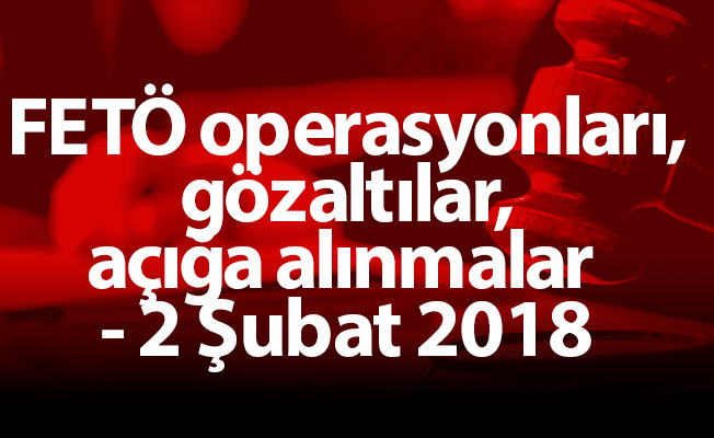 FETÖ operasyonları, gözaltılar, açığa alınmalar - 2 Şubat 2018